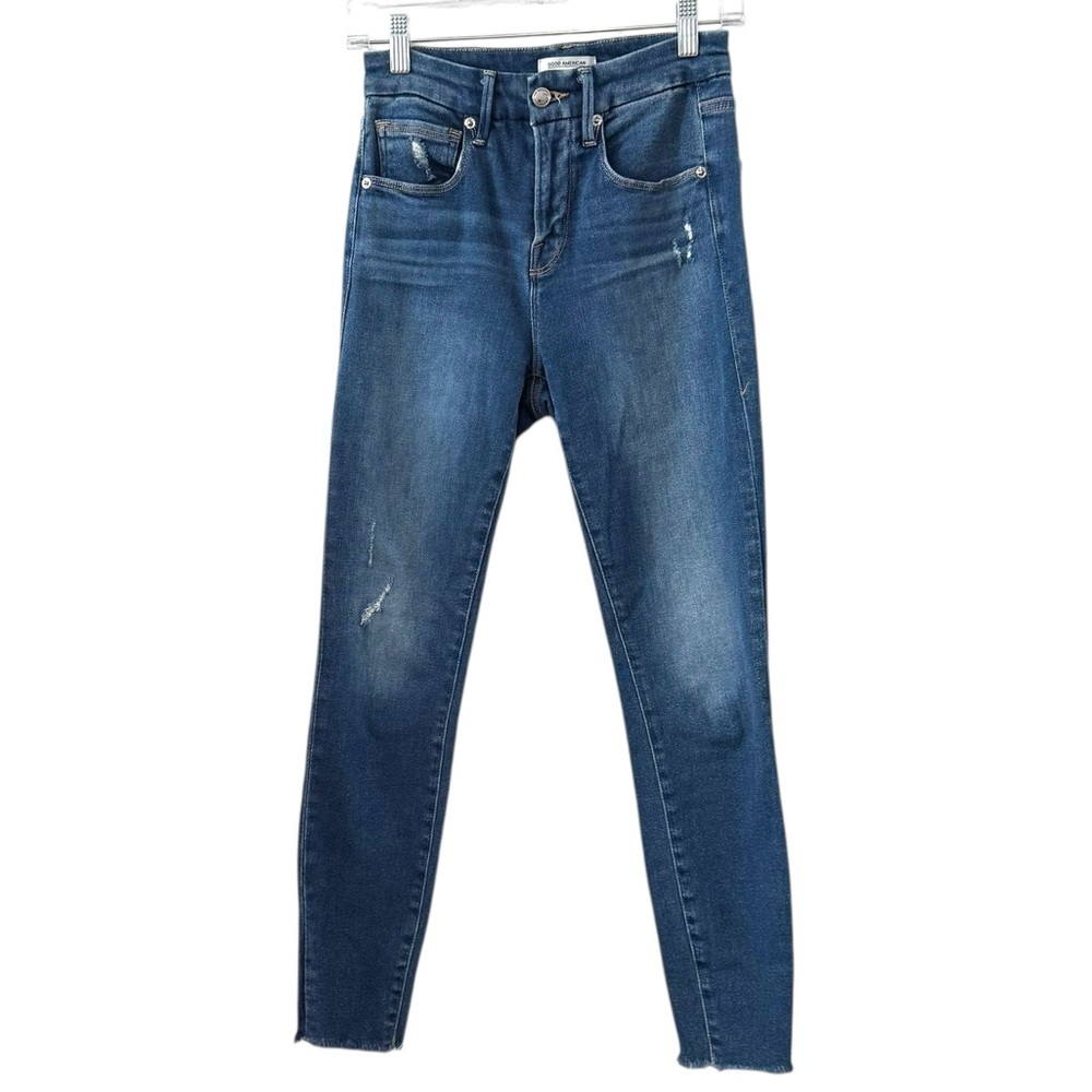 Good American size 2 26 Good Legs Crop High Rise Skinny Jeans Stretch Denim